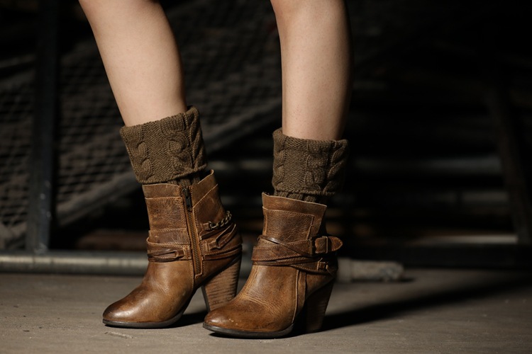 Winter Cable Knit Boot Cuffs Elastic Crochet Leg Warmer Sock Thermal Boot Topper